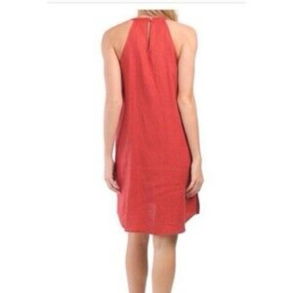 Sigrid Olsen Halter Dress Linen Size Small Above The Knee Rust Red High Neck - Picture 2 of 9